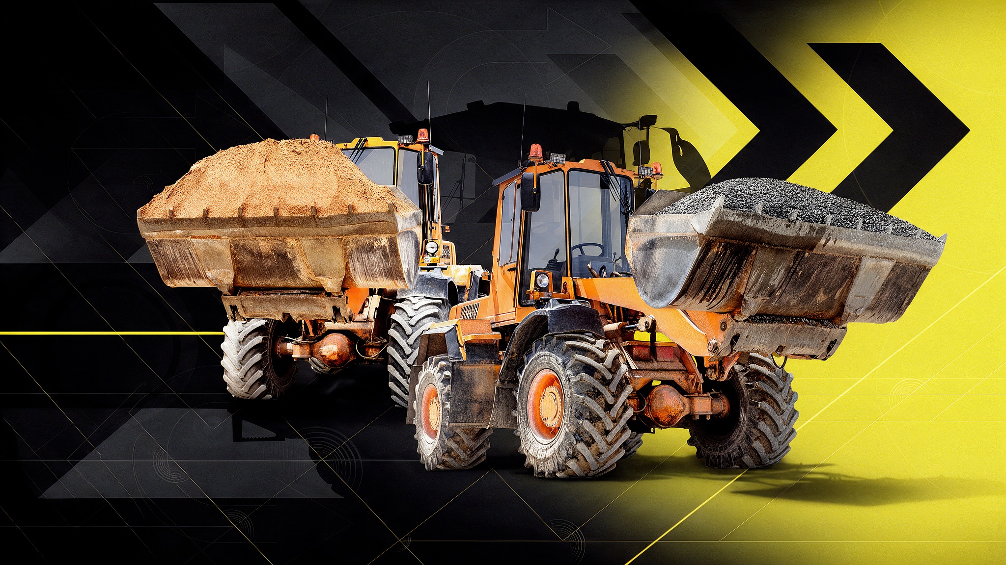 Wheel loaders carrying sand and gravel — Tim Zanelli Excavating heavy equipment in New England